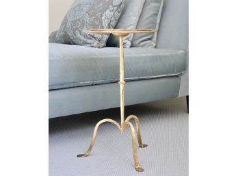 Gold Gild Hand Crafted Metal Accent Table With Lipped Trim