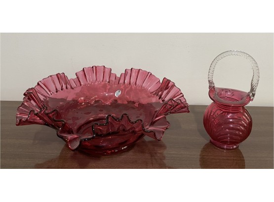 Fenton Glass Bowl And Basket