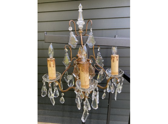 Amazing Pair Of 3-Light Antique French Crystal Sconces