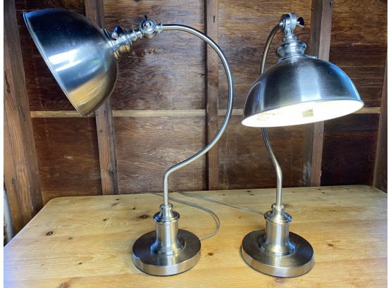 Silver-Toned Gooseneck Desk Lamps