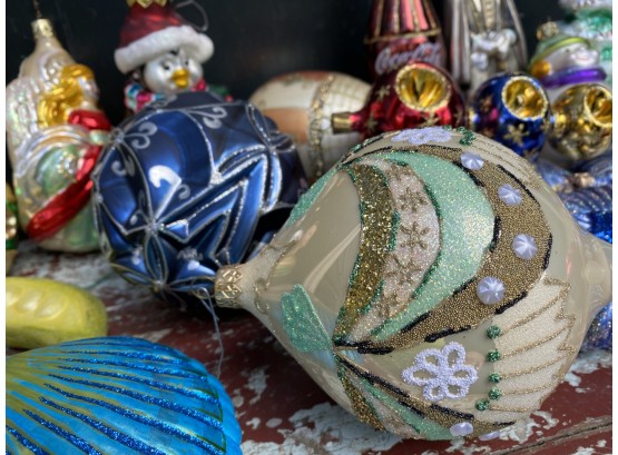 Brightly Colored, Sparkly, Large Christmas Ornaments - Vintage & Contemporary
