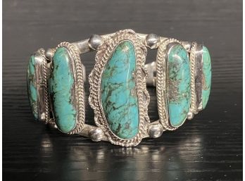 Turquoise Sterling Cuff Bracelet, 58g