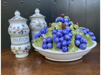 Apothecary Jars & Fruit Bowl Centerpiece