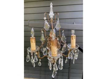 Amazing Pair Of 3-Light Antique French Crystal Sconces