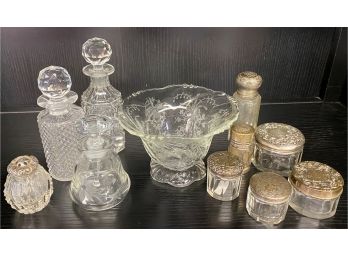 Antique Crystal & Sterling Vanity Items