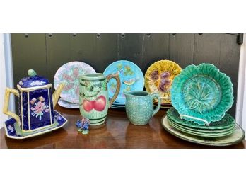 Brightly Colored Assortment Of French, English & Other Majolica