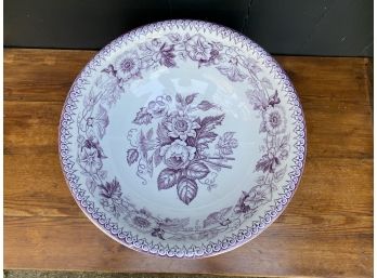 Antique J.T. Longton Staffordshire Transferware Wash Bowl, Purple
