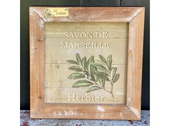 Decorative French Advertising Sign, Wood Framed