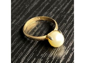 Cultured Pearl Ring, 7mm, 14K Yellow Gold & Cameo Brooch