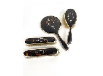 Antique Tortoise Shell And Sterling Vanity Set
