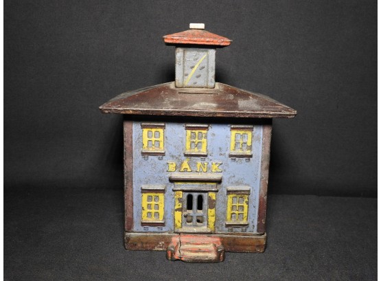 Old Cast Iron Painted House Safe Toy Still Bank