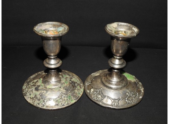 Sterling Silver Ornate Candlestick Holders
