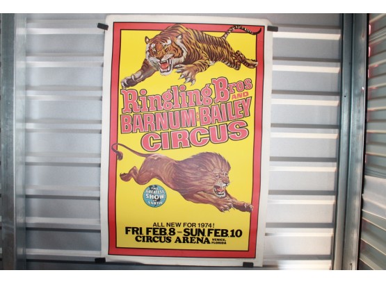 Original 1969 LINENBACKED Barnum Bailey Circus Poster