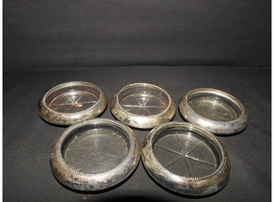Sterling Silver & Glass Coasters