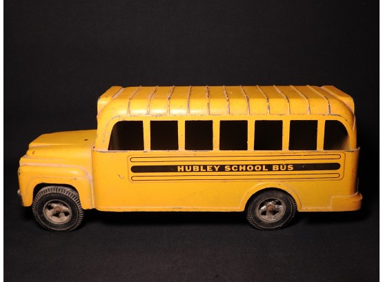Vintage 9 Inch Hubley Metal School Bus  Bus