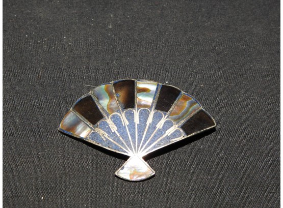 Vintage Sterling Silver Fan Brooch