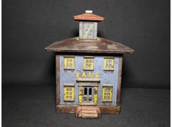 Old Cast Iron Painted House Safe Toy Still Bank