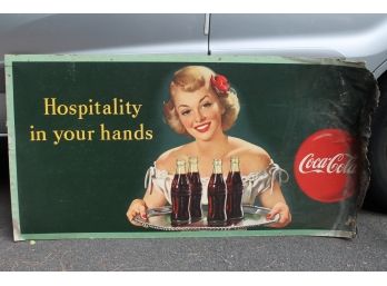Original Large 4 Feet Long 1949 Coca Cola Advertising Sign