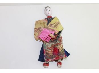 Early Chinese Doll With Embroidered Robe