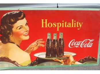 Original 1940s Large Coca Cola Soda Advertising Sign