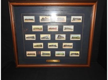 Railroad Locomotive Tobacco Cards In Frame  18x 22
