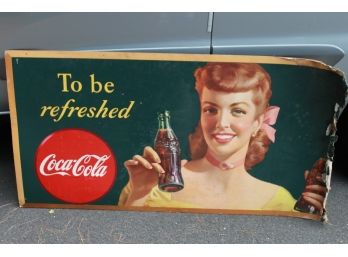 Original 1948 Large 4 Feet Long Coca Cola Advertising Display Sign