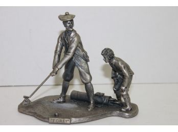 Solid Pewter Golf On The Links Collection Statue Figurine FORE
