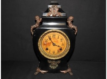 Antique Heavy Metal New Haven Clock With Key
