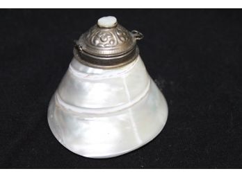 Mother Of Pearl Shell Inkwell Or Box