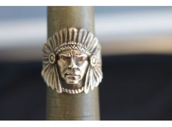 Very Nice Vintage Sterling Silver Indian Chief Mens Ring