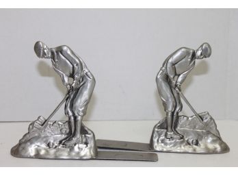 Pewter Classic Golfing Bookends