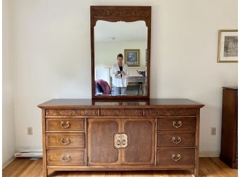 Asian Inspired Triple Dresser With Mirror