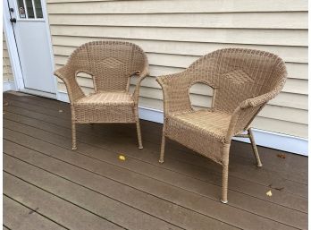 Pair Outdoor Woven Chairs