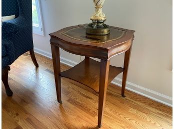 Leather Top Vintage Accent Table