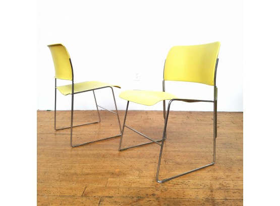 Pair 60s Original David Rowland 40/4 Powder Coated Metal Chairs