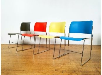 Set 4 Original Mid Century Primary Colors David Rowland 40/4 Chairs
