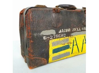 Vintage 40s Era Distressed Leather Flight Bag