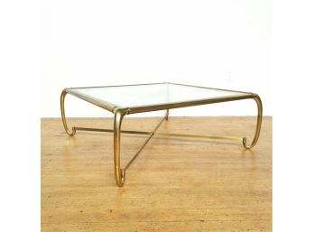 Vintage 4ft X 4ft Mid Century Heavy Brass & Glass Coffee Table
