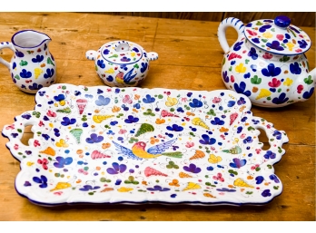 Colorful Pottery Tea Tray Set