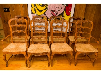 French Ladder-Back Rush Seat Dining Chairs