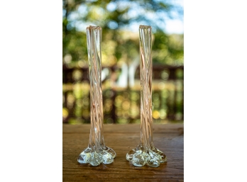 Two Delicate Crystal Candlesticks