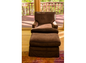 Brown Chorduroy Chair & Ottoman (1 Of 2)
