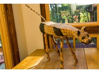 Vintage Cheetah Wooden Sculpture