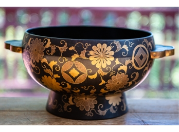 Black & Gold Wooden Decor Bowl