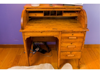 Vintage Wooden Oak Rolltop Desk