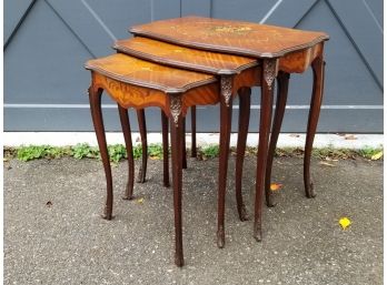 A Set/3 Vintage Handpainted Nesting Tables