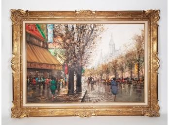 A Vintage Framed Oil On Canvas - Parisian Scene
