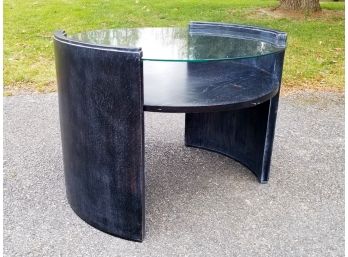 A Gorgeous Vintage Streamline Art Deco Glass Top Side Table