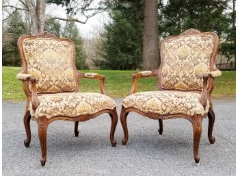 A Pair Of Upholstered Bergere Chairs By Ethan Allen 2 Of 2