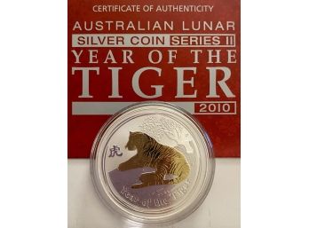 2010 Australia Year Of Tiger 1oz Gilded Edition
